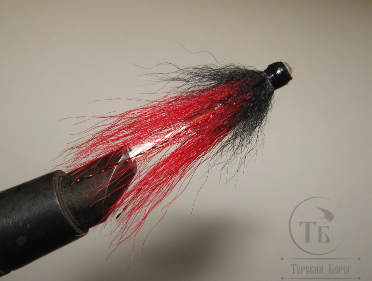 Муха лососёвая с "английским крылом" WG tube Mt. ( 24B ) медь 1 дюйм Red Black