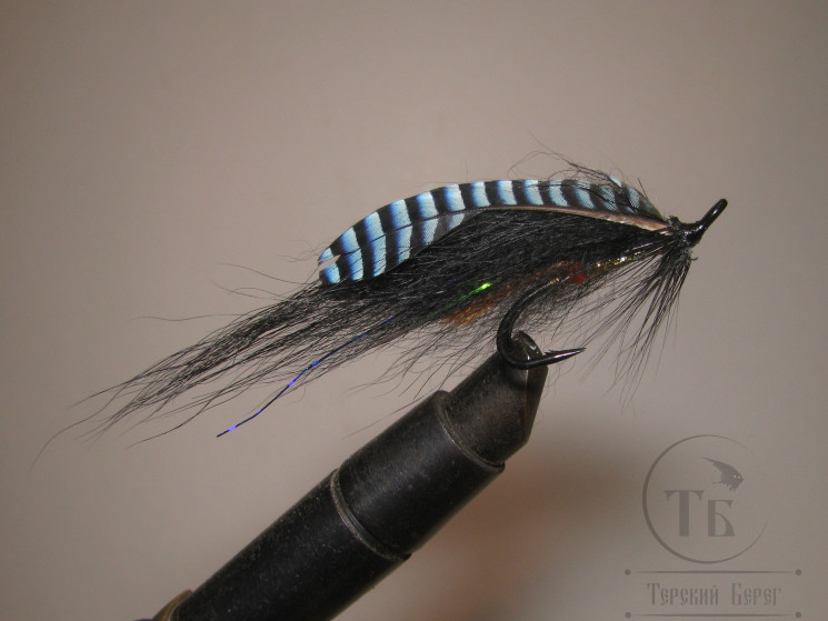 Муха лососёвая на двойнике ( 9 ) Blue Jay PR Lg. Black Partridge Heavy Double № 2