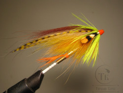 Муха лососёвая скандинавское крыло Robin Hood ( 38 ) RH Fl. Rusty Banana ( медь трубка 1,75 дюйма)