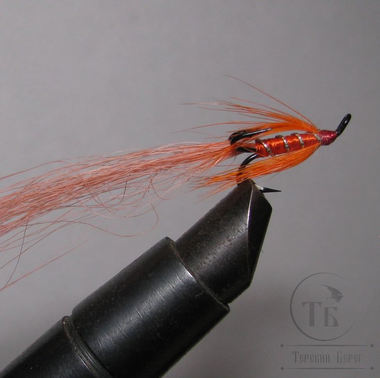 Лососёвая муха Тройник ( 18 ) Orange Sea Shrimp Partridge Black № 12 