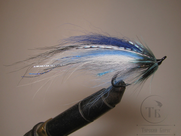 Муха лососёвая на двойнике ( 10 ) Blue Jay Monkey Hering Partridge Heavy Double № 2