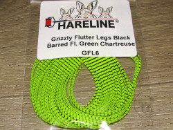 Силиконовые ножки Grizzly Flutter Legs Black Barred Fl. Green Chartreuse Hareline