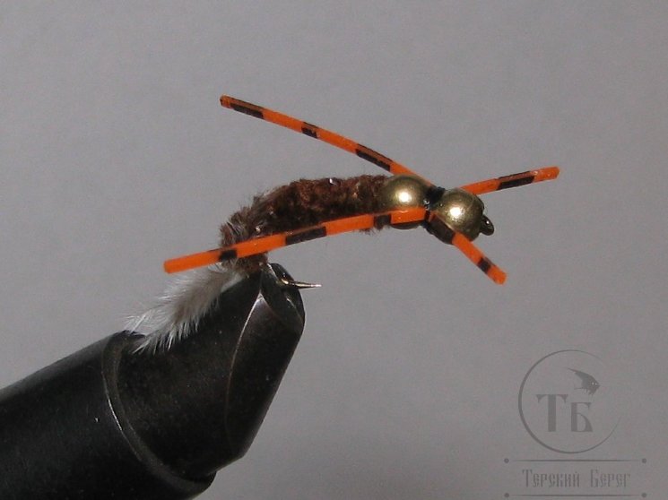 Мухa нимфа ( 14 ) GDH Nymph Sili Legs Brown Gr. Orange  Stim. №12