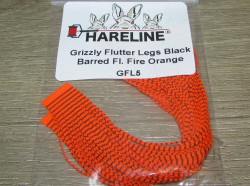 Силиконовые ножки Grizzly Flutter Legs Black Barred Fl. Fire Orange Hareline