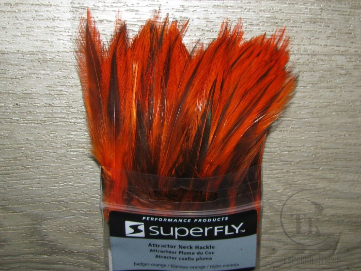 Attractor Neck Hackle Badger Orange Super Fly