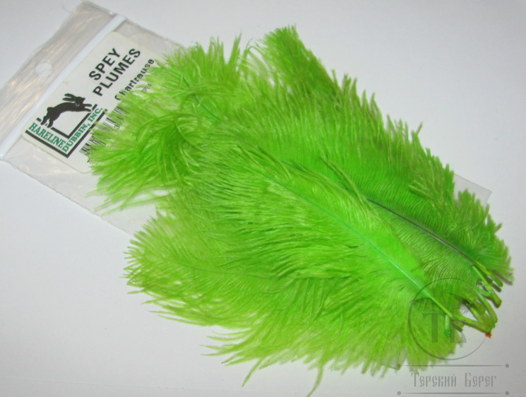 Перья страуса мини Spey Plumes Chartreuse Hareline