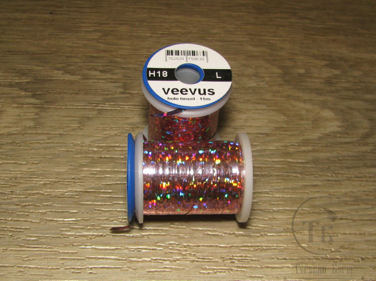 Плоский голографический люрекс Holographic Tinsel Lg 11 m Holo Pink Veevus