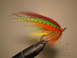 Mуха лососевая на двойнике ( 10 ) Robin Hood Green Pahtakorva крючок Partridge W O2 Black № 6