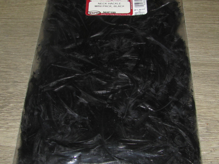 Перья скальпа петуха Neck Hackle Mini Pack Black Wapsi