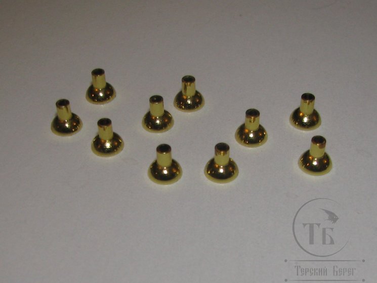 Конус - Трубка для лососёвых мух в стиле Nobody ( без тела ) MD Diam. 6,5 mm. Brass Metallic Golden Lemon 10 шт. 