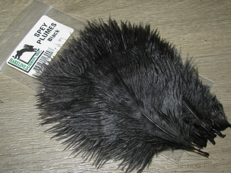 Перья страуса мини Spey Plumes Black Hareline