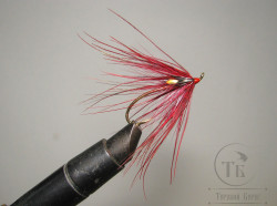 Муха лососевая на золотом одинарнике ( 9 ) Spey Claret Pathacorva кр Kumho Salmon Gold № 4