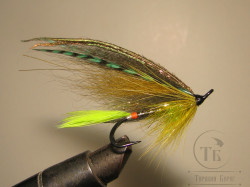 Mуха лососевая на двойнике ( 15 ) Robin Hood Topol крючок Partridge W O2 Black № 6
