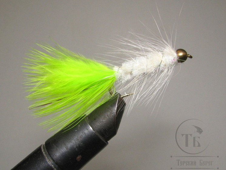 Муха Woolly Bugger Fl.  Chartreuse / White № 6